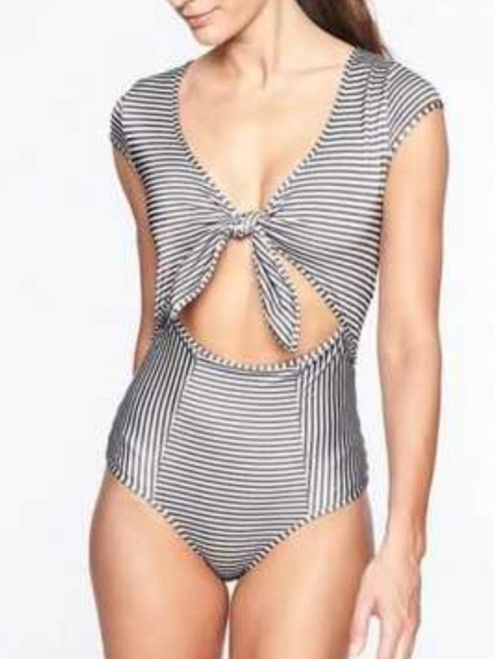 ATHLETA wave break tie front one piece swimsuit M Tall